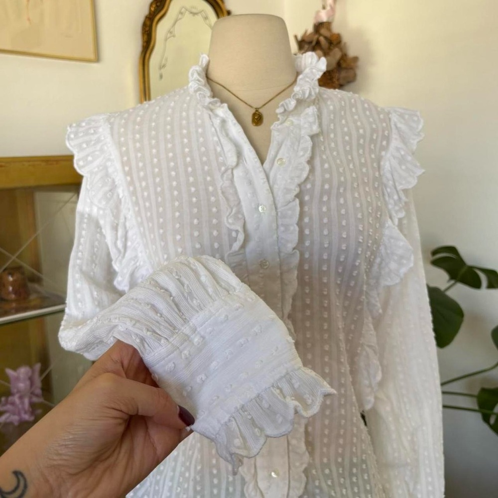 Isabel Marant White Ruffled Blouse - Picture 3 of 6